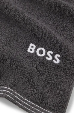 Cotton bath sheet with contrast embroidered logo