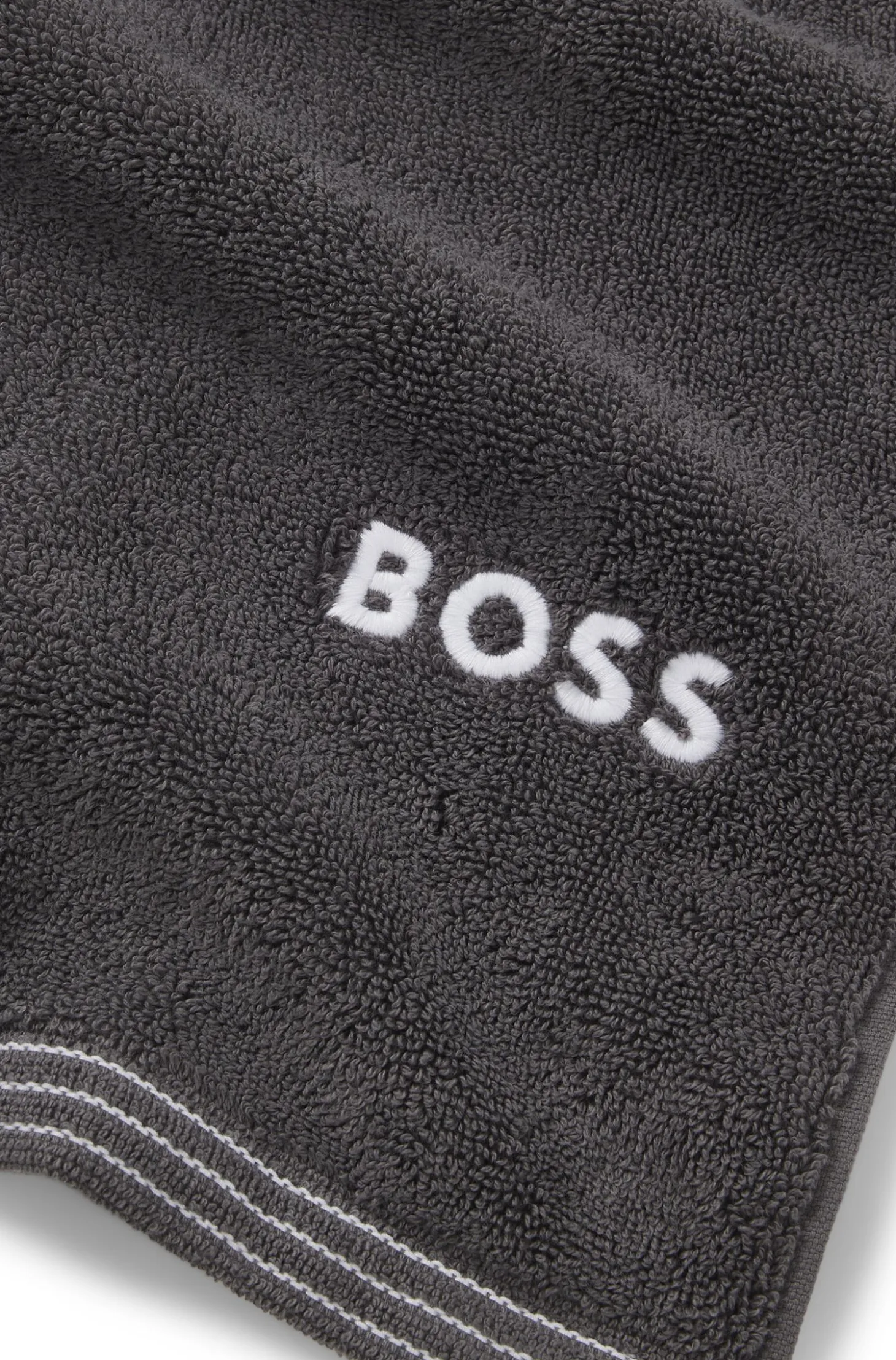 Cotton bath sheet with contrast embroidered logo