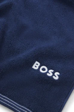 Cotton bath sheet with contrast embroidered logo