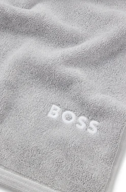 Cotton bath sheet with contrast embroidered logo