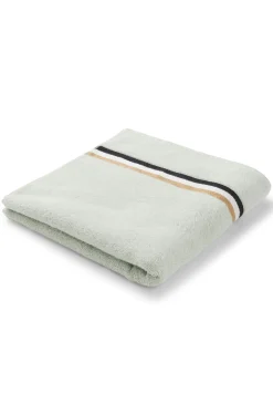 Cotton bath towel with signature-stripe border