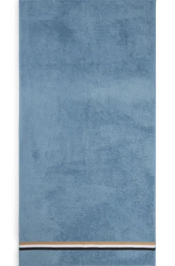 Cotton bath towel with signature-stripe border