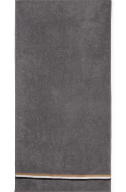 Cotton bath towel with signature-stripe border