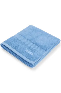 Cotton bath towel with tonal embroidered logo