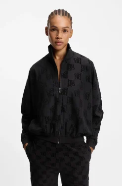 Cotton-blend jacket with all-over logo pattern