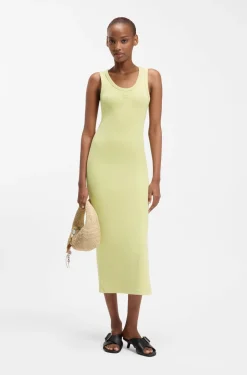 Cotton-blend jersey midi dress with stacked logo