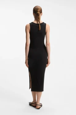 Cotton-blend jersey midi dress with stacked logo