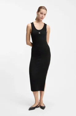Cotton-blend jersey midi dress with stacked logo