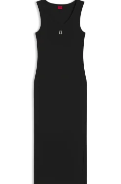 Cotton-blend jersey midi dress with stacked logo
