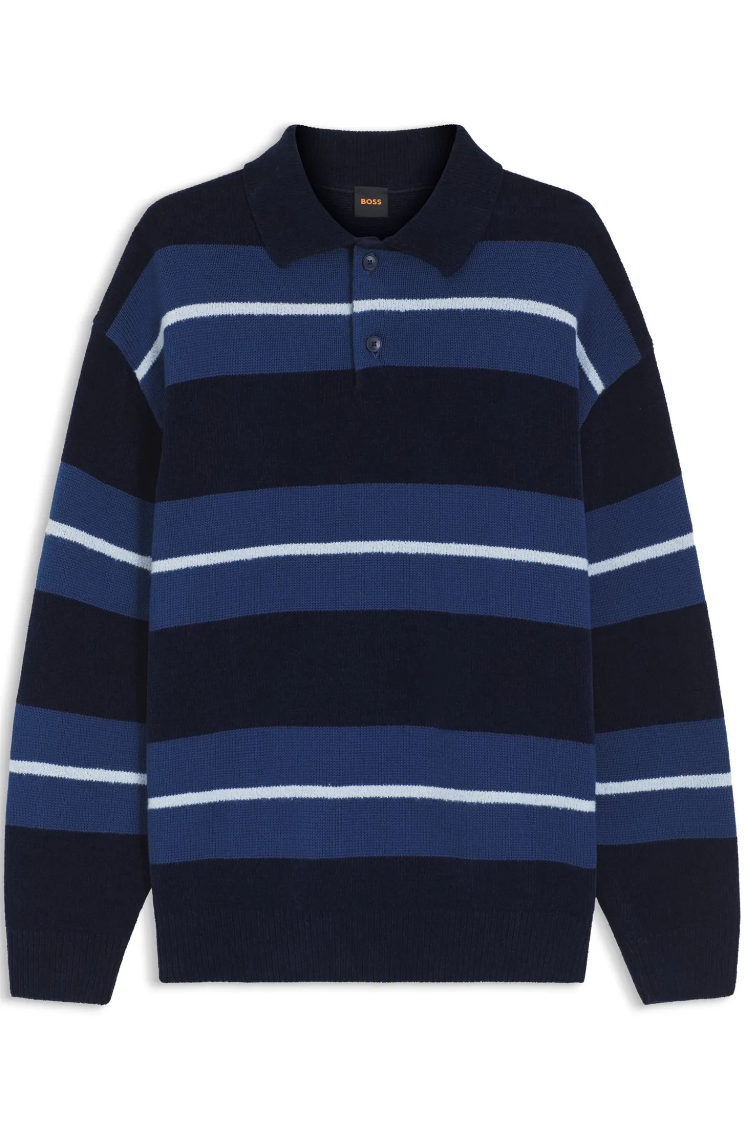 Cotton-blend knit polo with block stripes