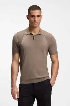 Cotton-blend knit polo with bodymapping structure