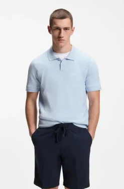 Cotton-blend knit polo with bodymapping structure