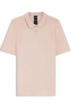 Cotton-blend knit polo with bodymapping structure
