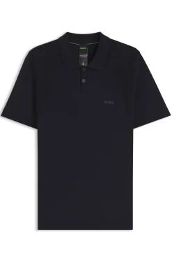 Cotton-blend knit polo with bodymapping structure