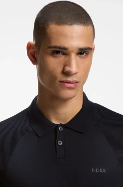 Cotton-blend knit polo with bodymapping structure
