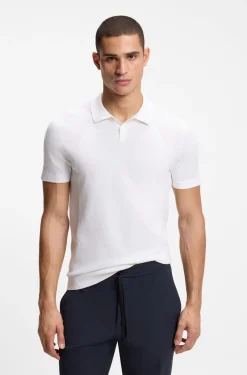 Cotton-blend knit polo with bodymapping structure