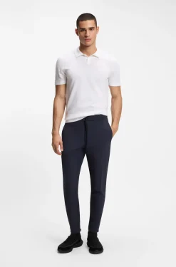 Cotton-blend knit polo with bodymapping structure