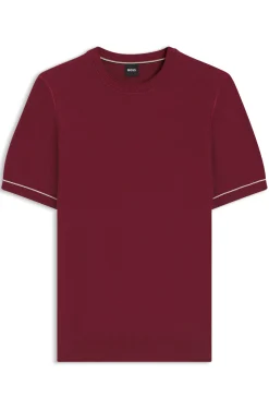 Cotton-blend knit T-shirt with horizontal stripe