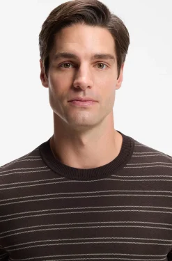 Cotton-blend knit T-shirt with horizontal stripe