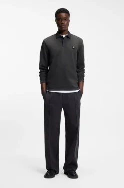 Cotton-blend polo shirt with stacked logo