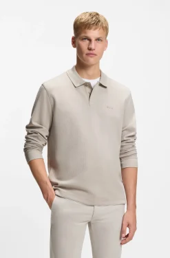 Cotton-blend polo shirt with waffle structure