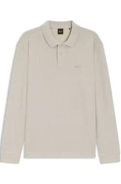 Cotton-blend polo shirt with waffle structure