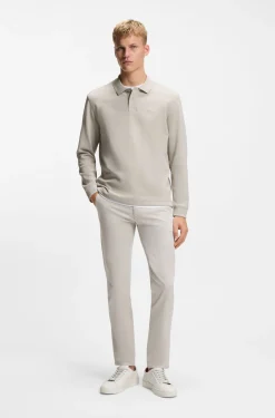 Cotton-blend polo shirt with waffle structure