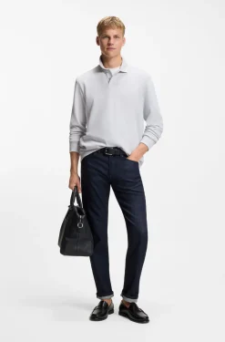 Cotton-blend polo shirt with waffle structure