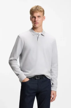 Cotton-blend polo shirt with waffle structure