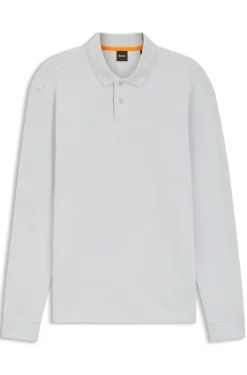 Cotton-blend polo shirt with waffle structure