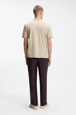 Cotton-blend polo shirt with zip placket