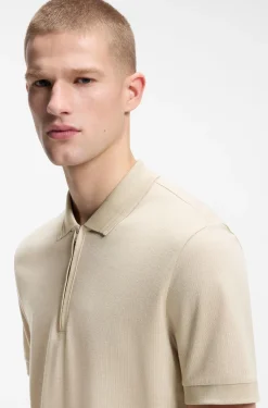 Cotton-blend polo shirt with zip placket