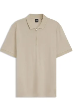 Cotton-blend polo shirt with zip placket