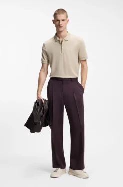 Cotton-blend polo shirt with zip placket