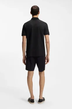 Cotton-blend polo shirt with zip placket
