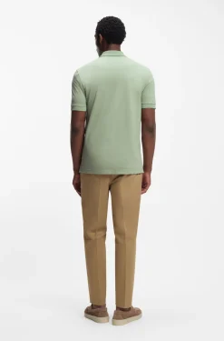 Cotton-blend polo shirt with zip placket