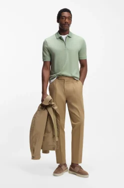 Cotton-blend polo shirt with zip placket