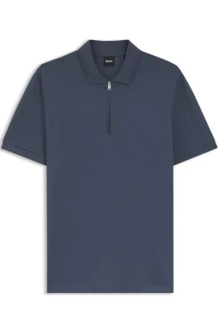 Cotton-blend polo shirt with zip placket