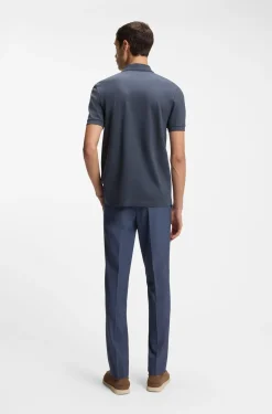 Cotton-blend polo shirt with zip placket