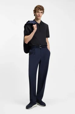 Cotton-blend polo shirt with zip placket