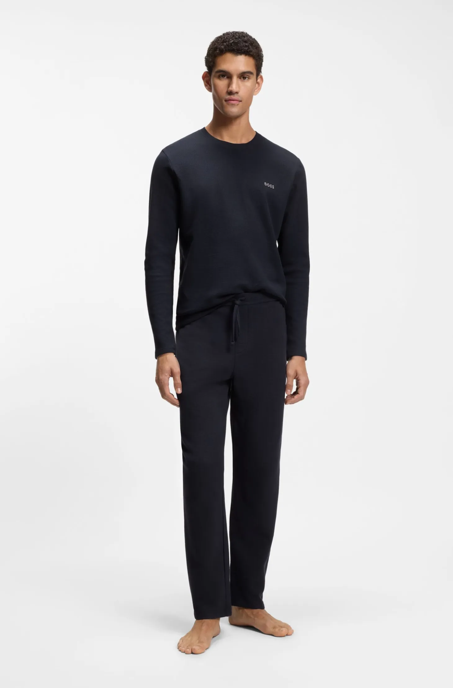 Cotton-blend pyjama bottoms with embroidered logo