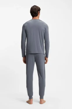Cotton-blend pyjama set with contrast inserts