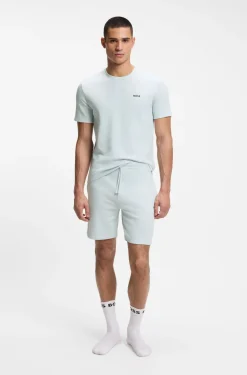 Cotton-blend pyjama shorts with embroidered logo