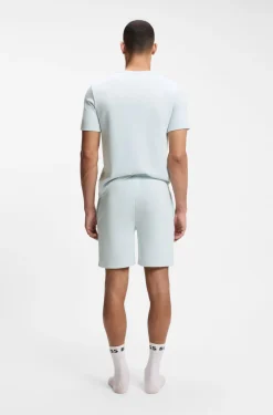 Cotton-blend pyjama shorts with embroidered logo