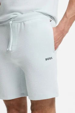 Cotton-blend pyjama shorts with embroidered logo