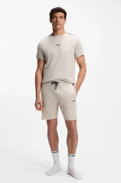 Cotton-blend pyjama shorts with colour-blocking