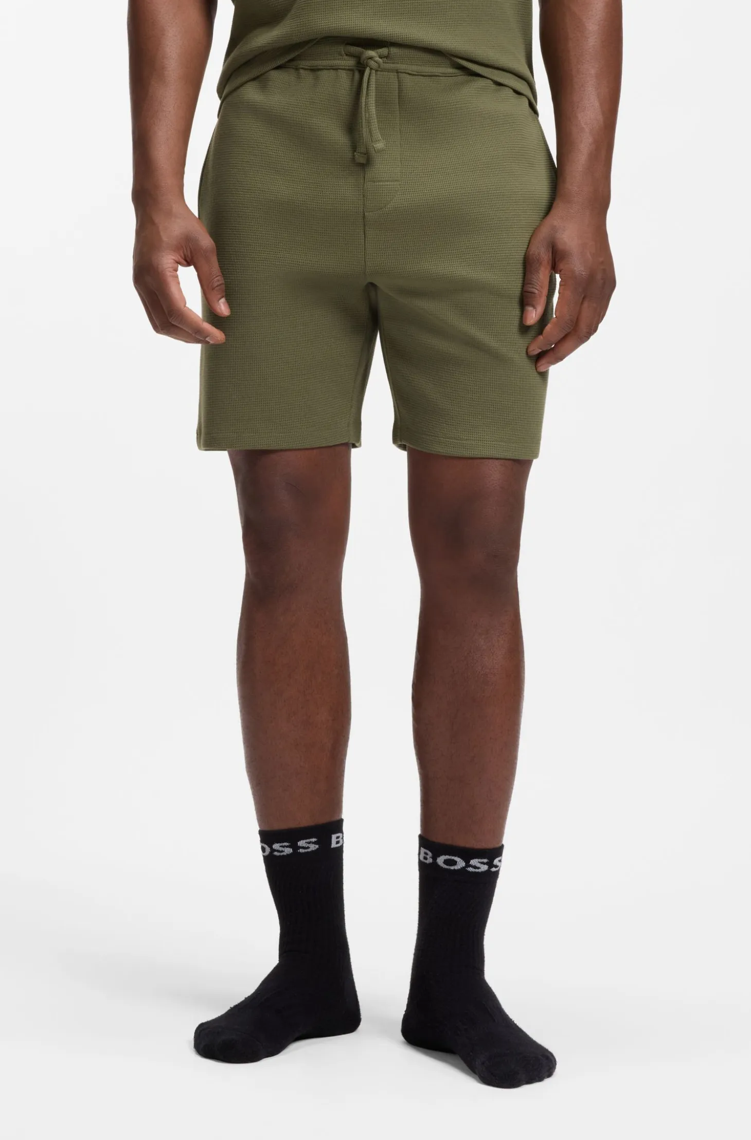 Cotton-blend pyjama shorts with embroidered logo