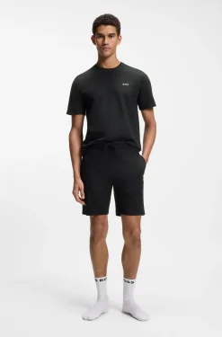 Cotton-blend pyjama shorts with embroidered logo