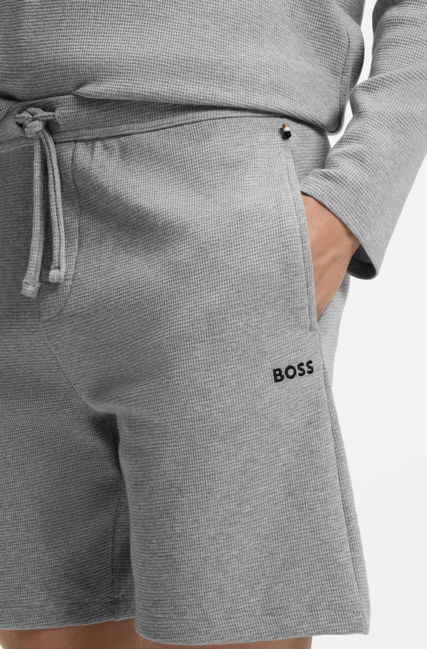Cotton-blend pyjama shorts with embroidered logo