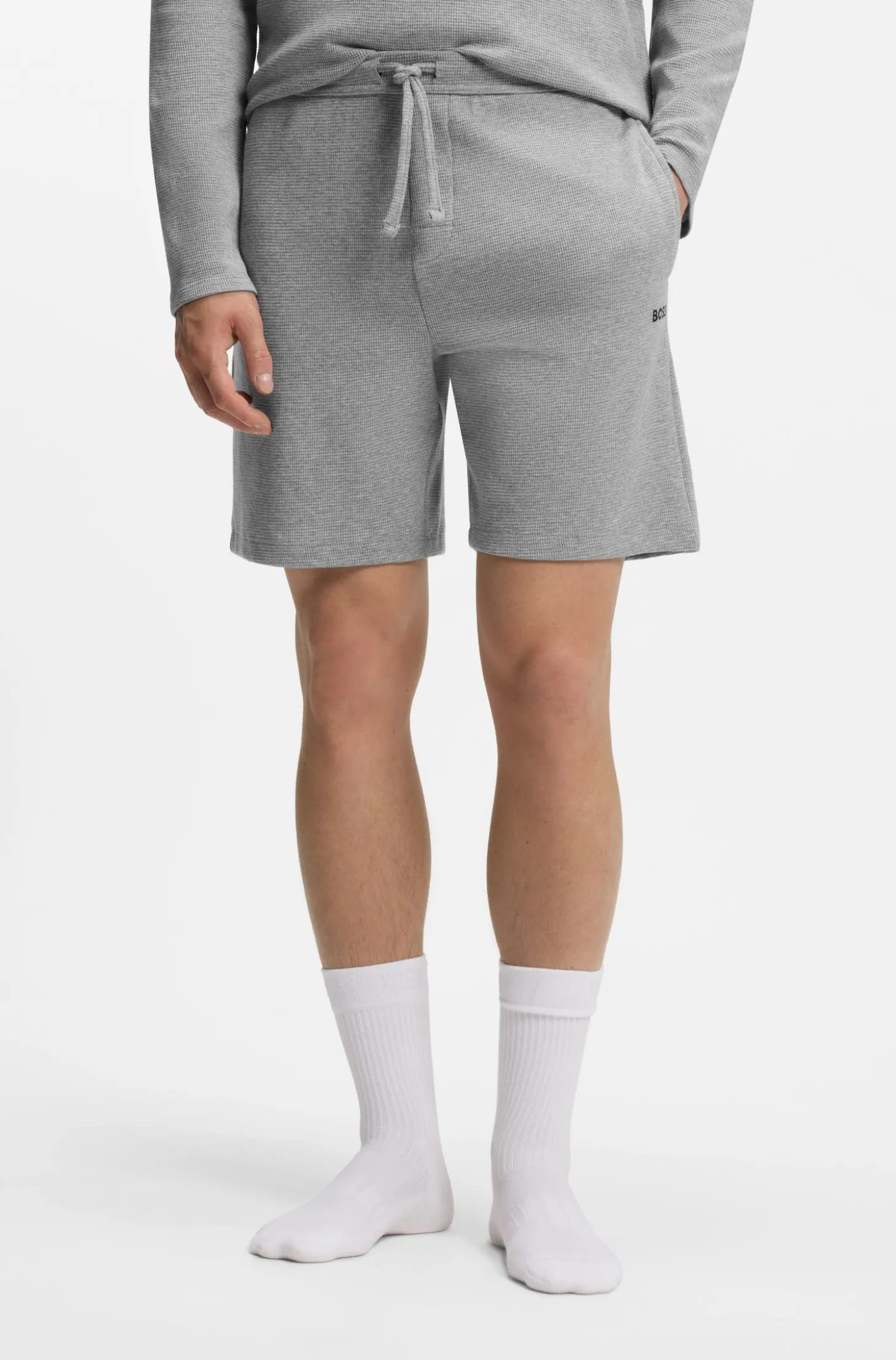 Cotton-blend pyjama shorts with embroidered logo
